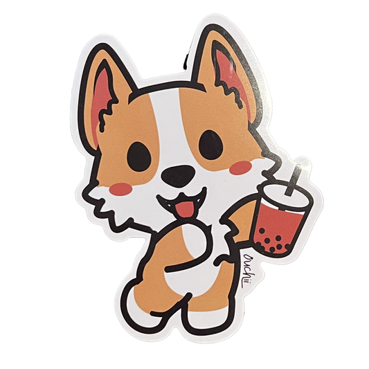 Akio Corgi Boba Sticker